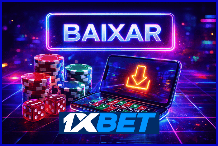 Imagem promovendo o app oficial da 1XBET para mobile